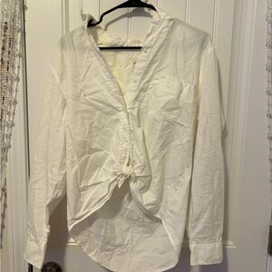 Woman’s Business Casual White Button-Up Shirt